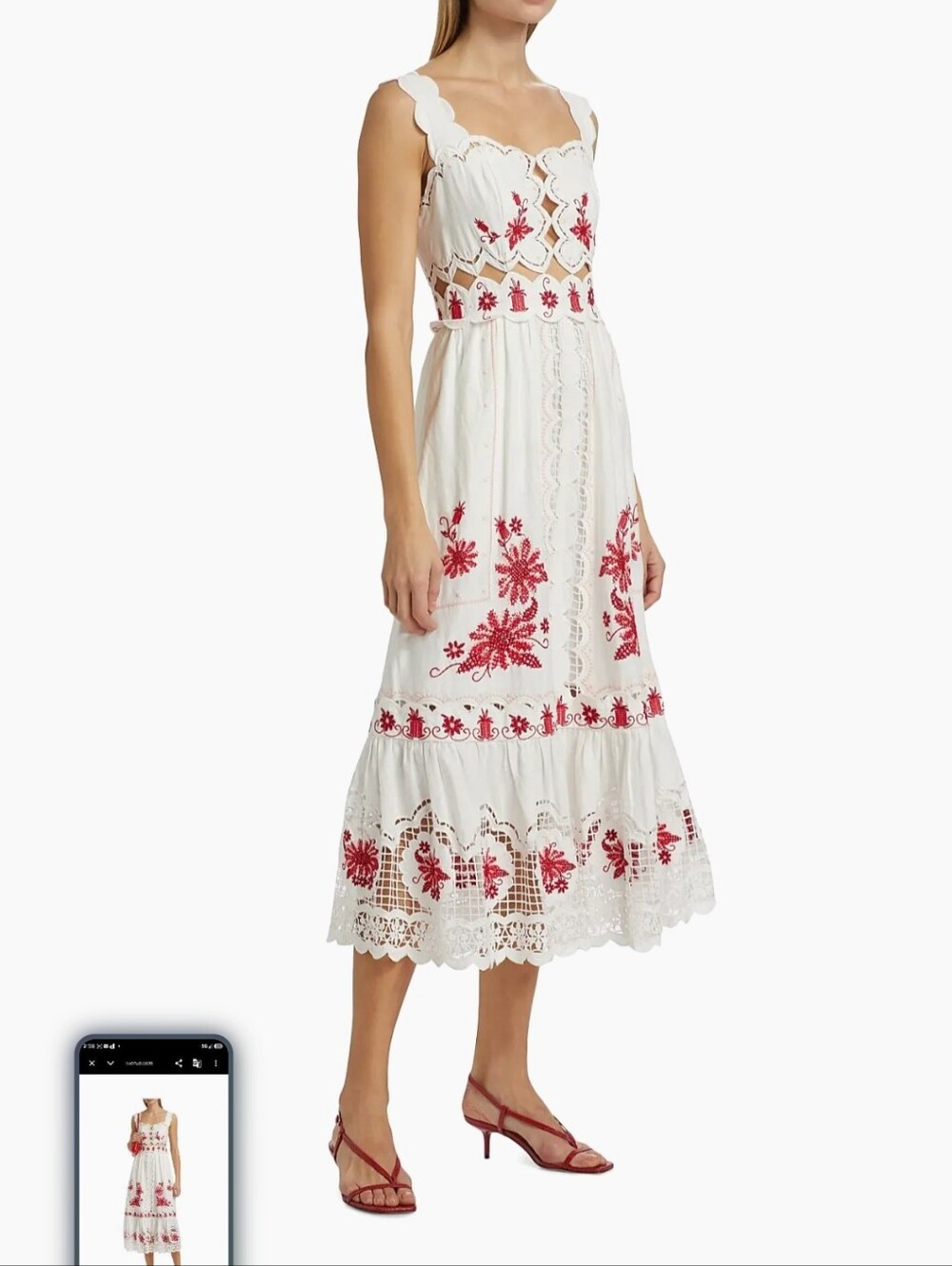 Farm Rio Richelieu Sunflower Linen-Blend Midi-Dress - Picture 4 of 8